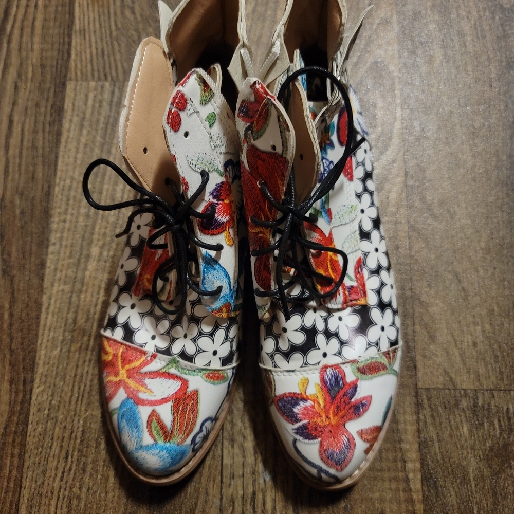 Floral ankle boots